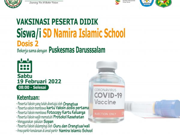 Vaksinasi Peserta Didik Dosis Kedua SD Namira Islamic School Medan
