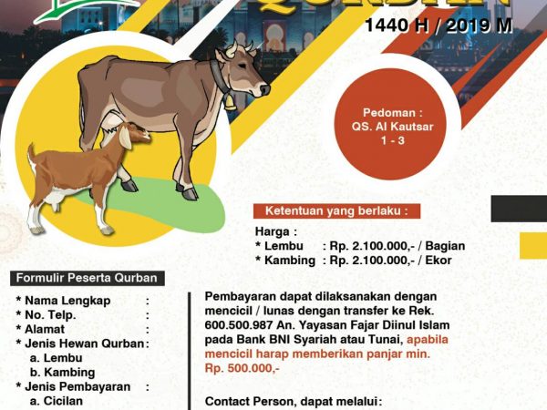 AYO CEPAT BERQURBAN DISEKOLAH NAMIRA 2019 M/1440 H